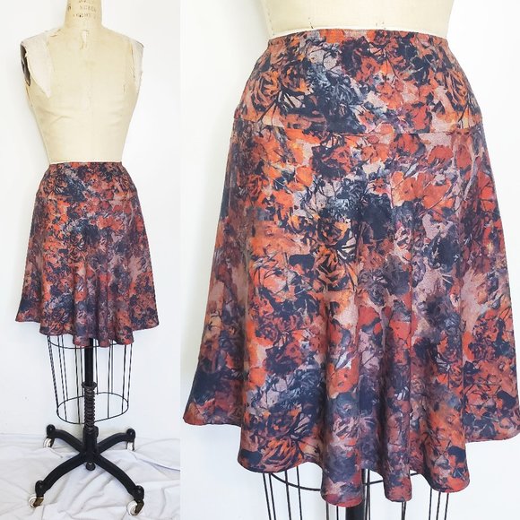 Peruvian Connection Womens Short Flared Skirt Abstract Floral Print. - Picture 1 of 8